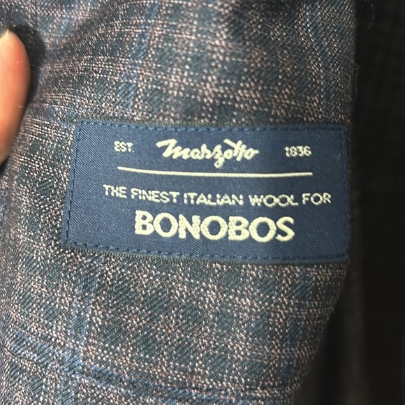 Bonobos Italian Wool Prominent Fit Blazer 48R Gray Blue Plaid Sport Coat Jacket - Picture 5 of 7